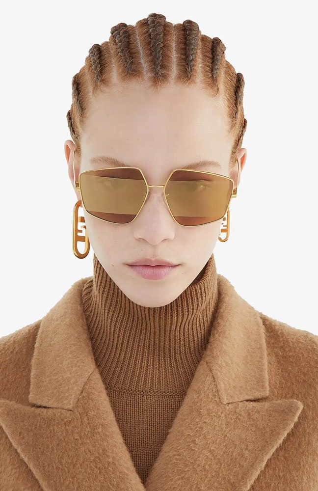 fendi eyewear brampton stripes sunglasses with gold mirrored lenses