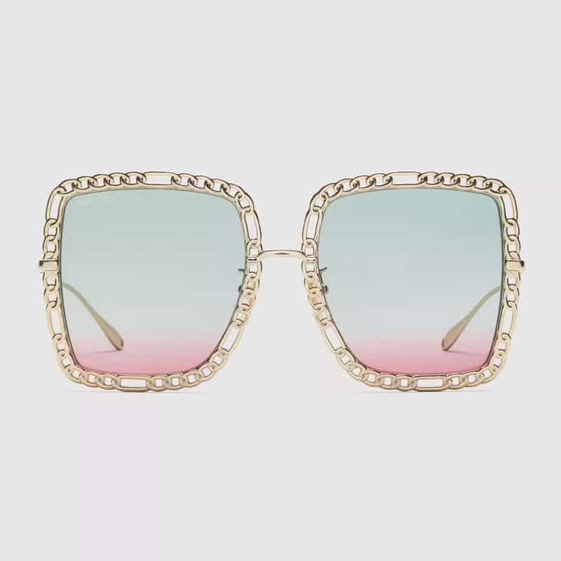 gucci eyewear brampton rectangular sunglasses with chain
