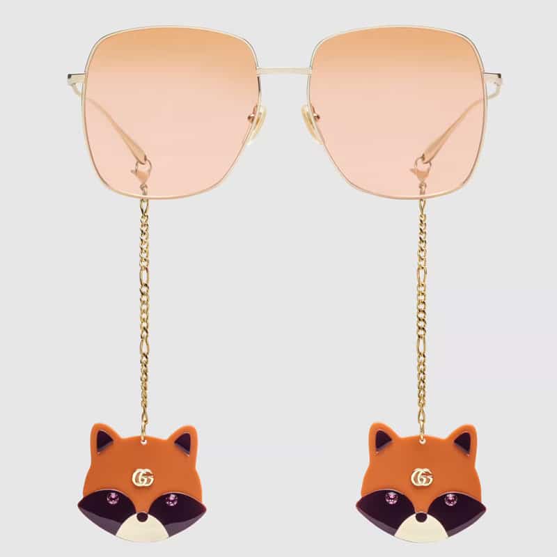 gucci eyewear brampton rectangular sunglasses with pendant