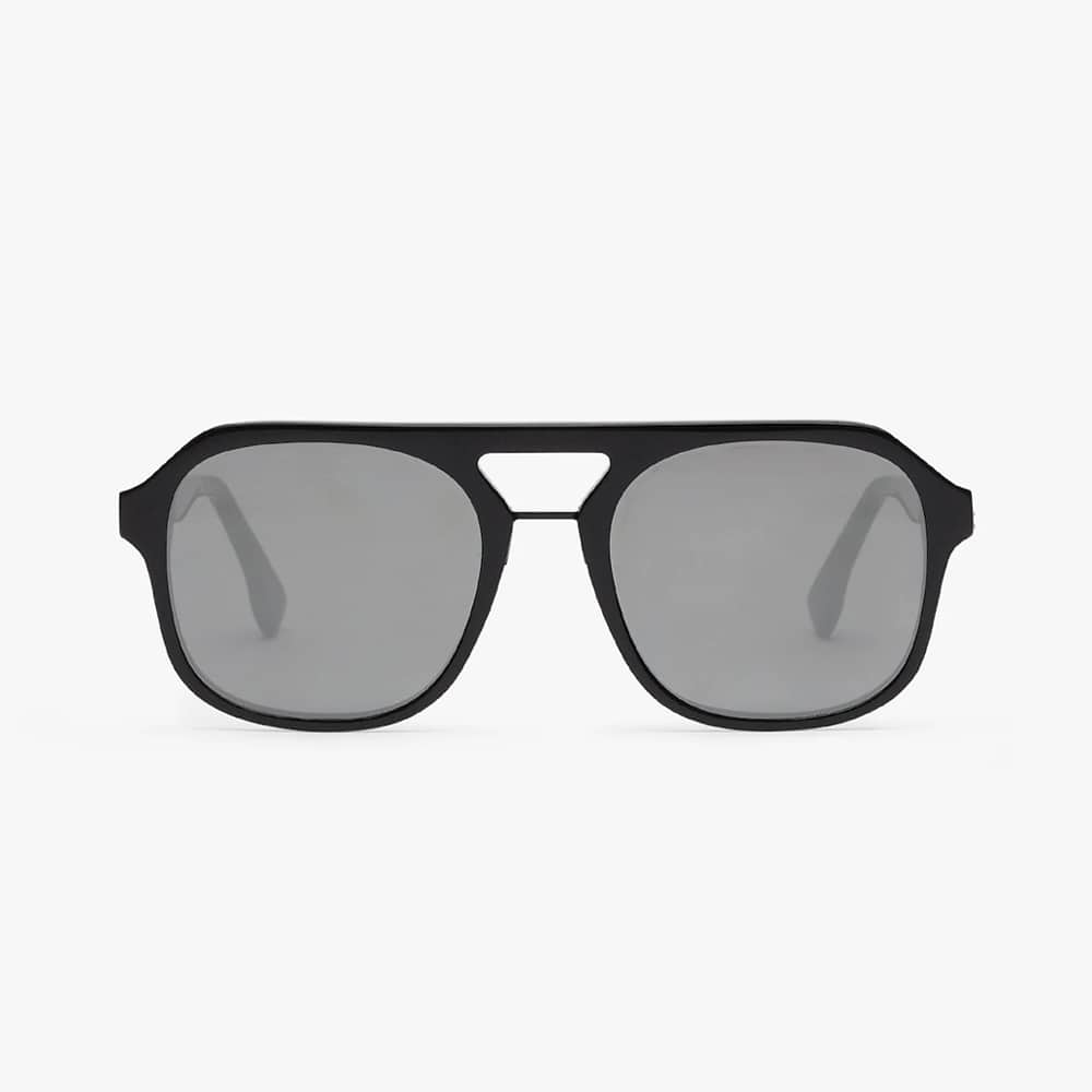 Square Black Acetate Sunglasses. With  Black Metal Details.