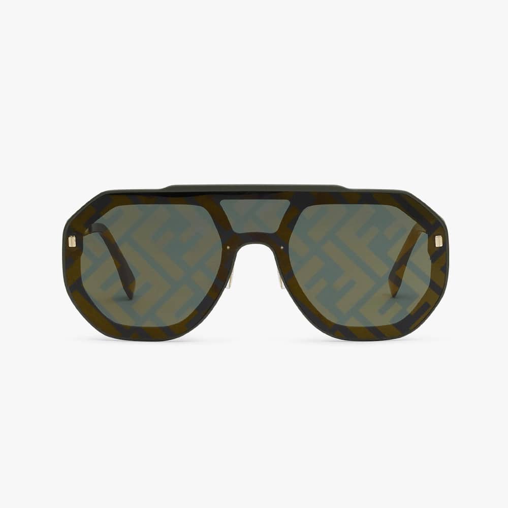 Dark Green Square, Injection-Molded Shield Sunglasses.
