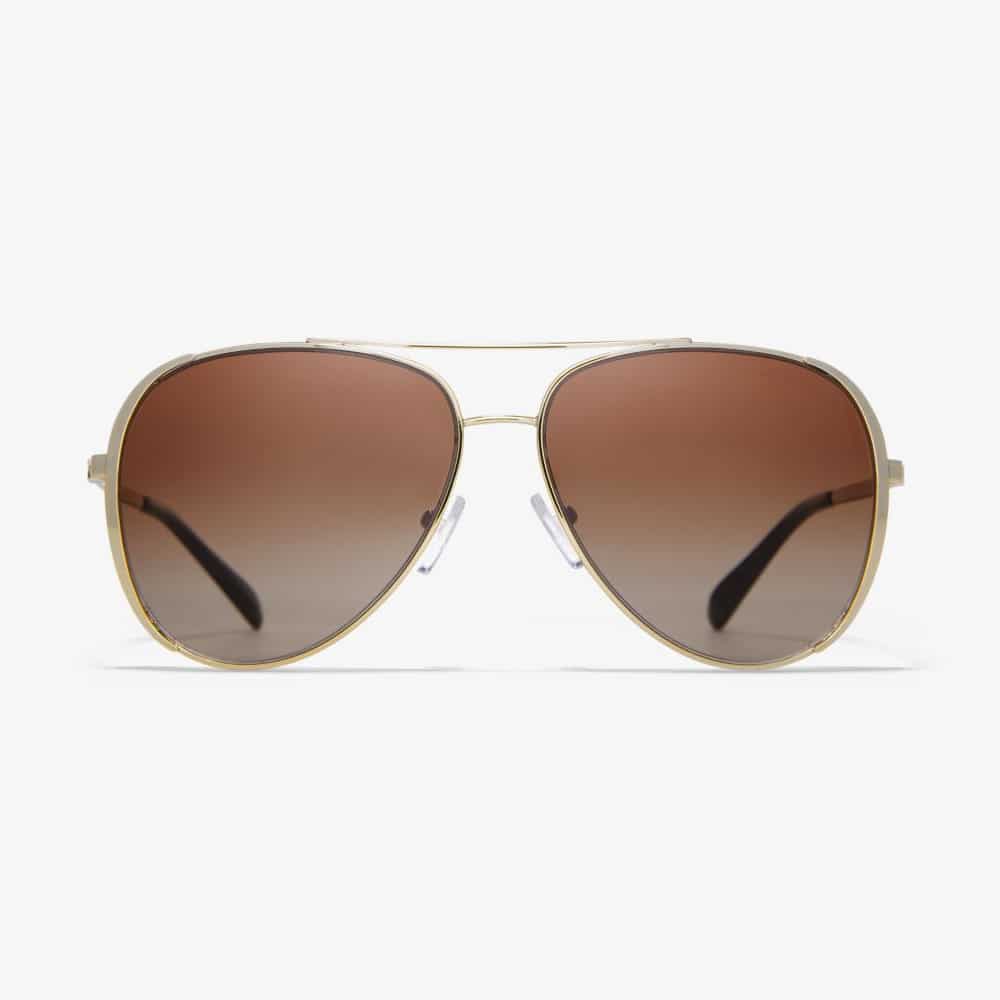 Light Gold Metal Frame With Brown Gradient Lenses.