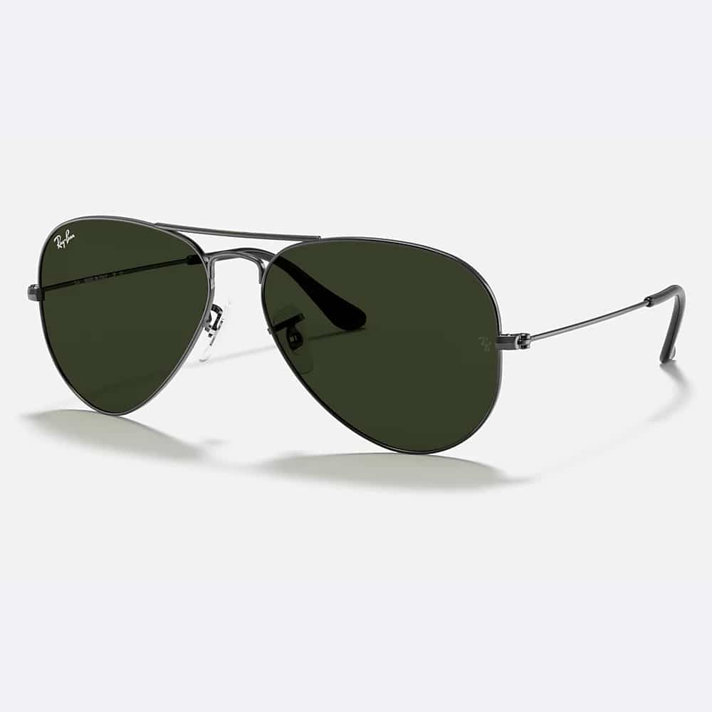Gunmetal Polished Metal Frame With Green Classic G-15 Lenses.