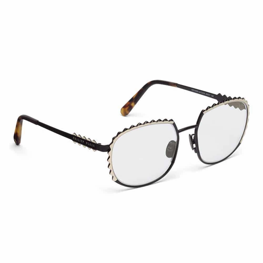 Black & Silver Colour Metal Frames With Spotted Tortoise Acetate Templets Tips.