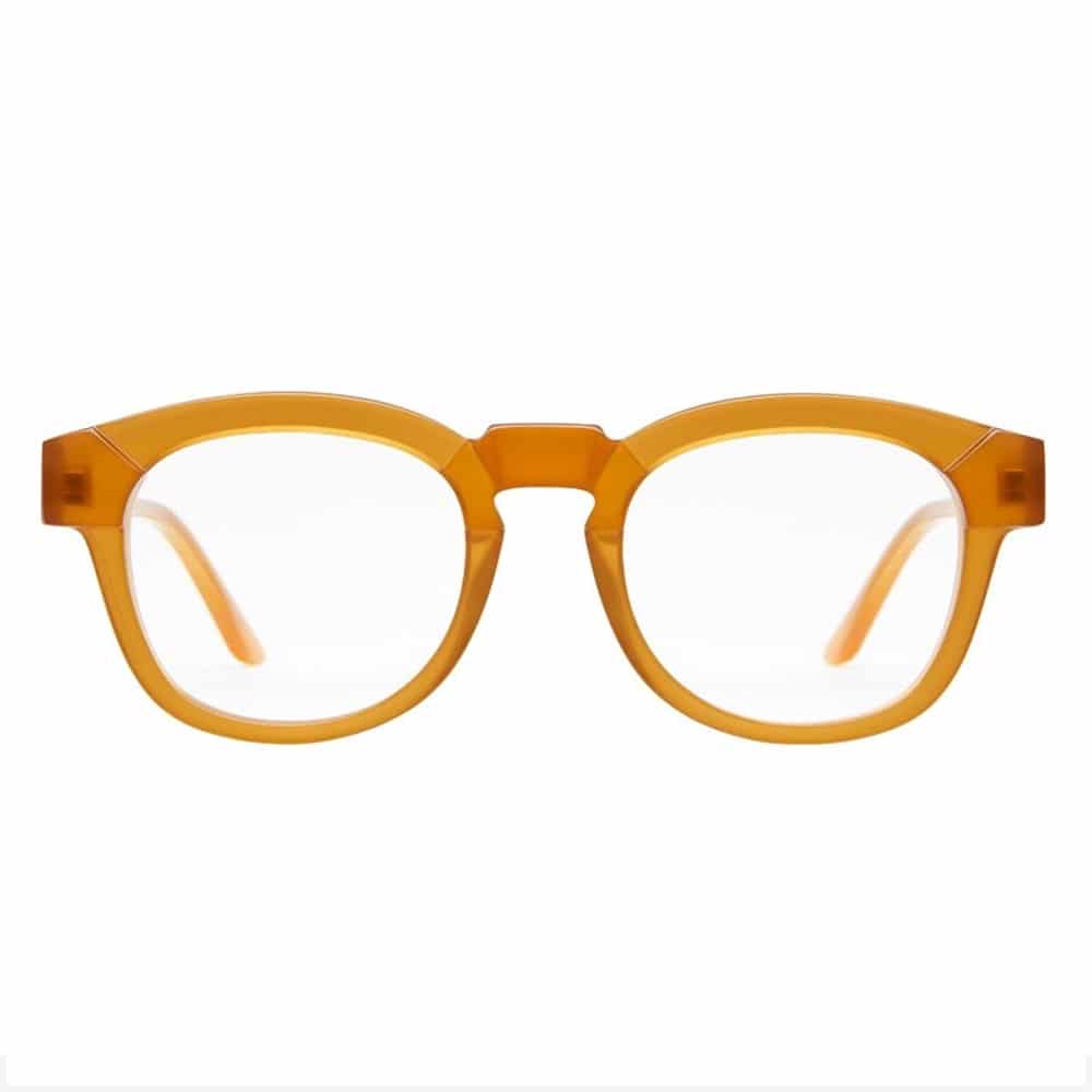 Caramel Mazzucchelli Acetate Frame With Clear Lenses.