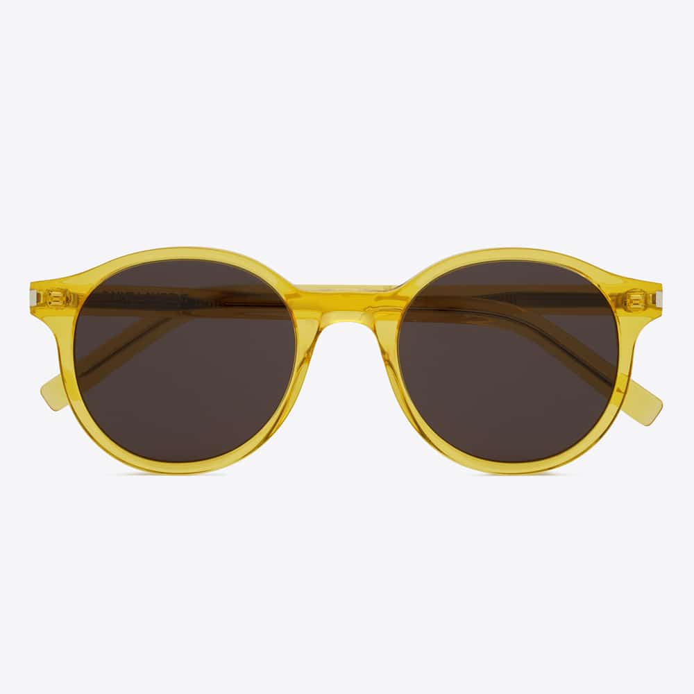 Yellow Acetate Frame With Black Lenses.