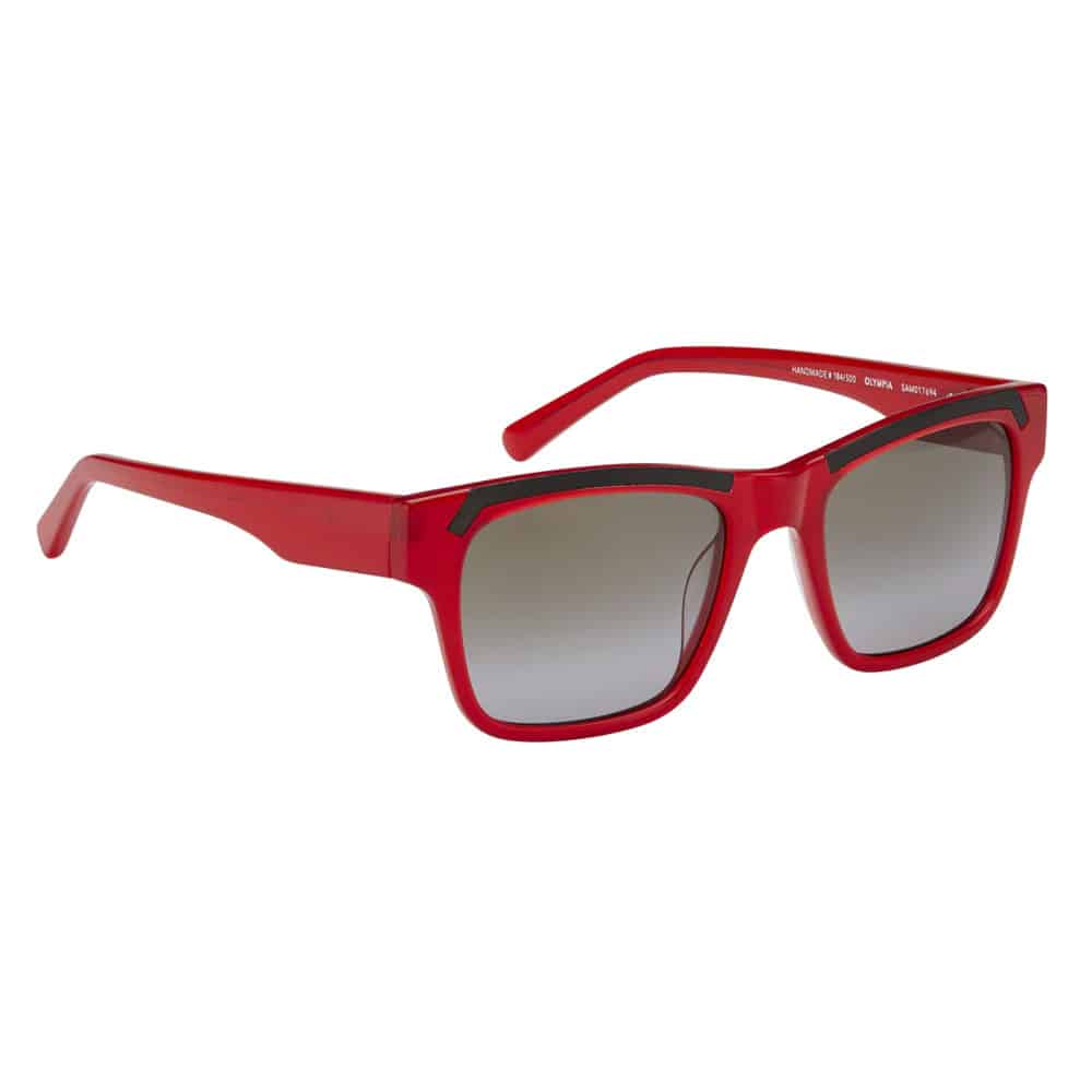 Red Acetate Mazzucchelli Frame With Gradient Black Lenses.
