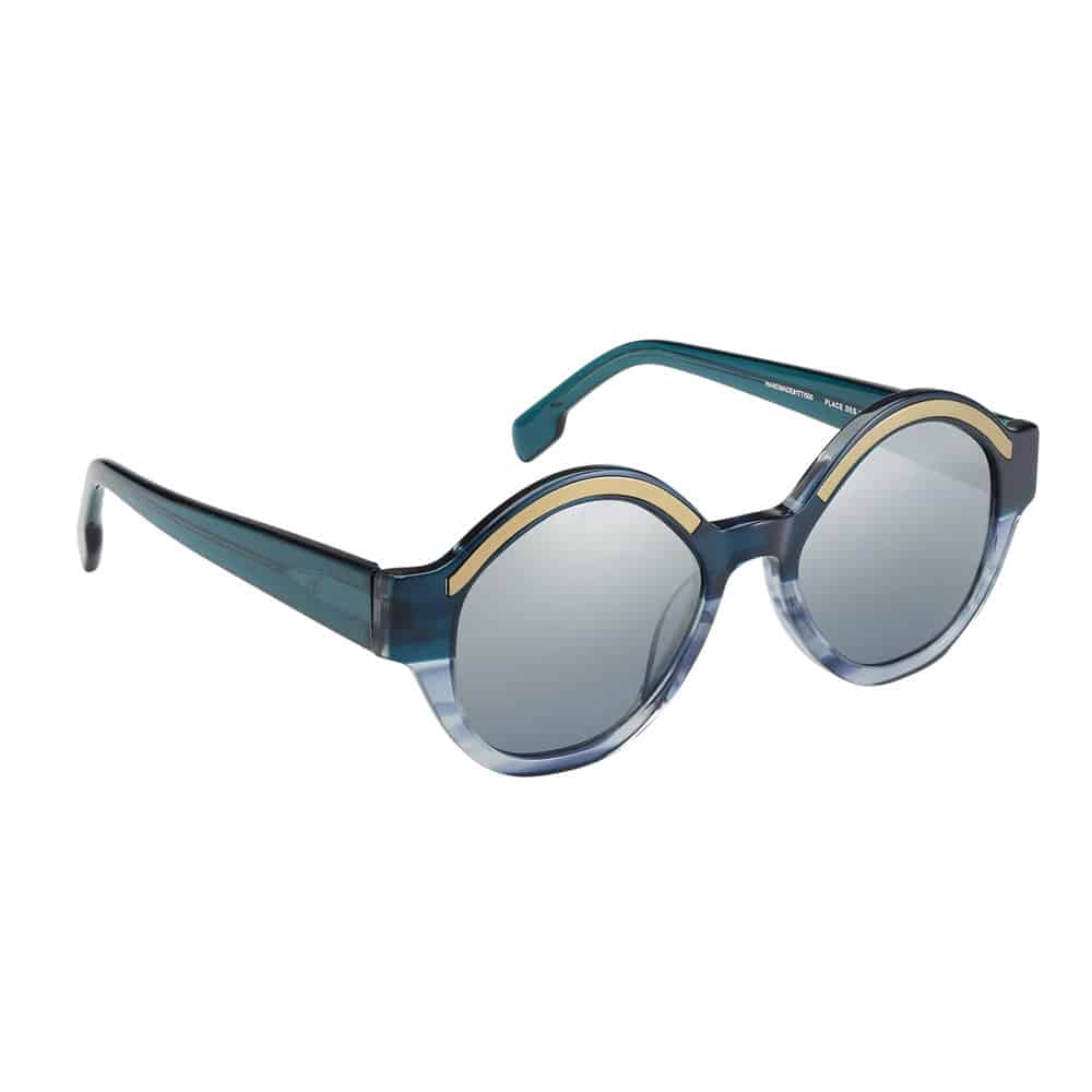 Blue Grad Clear Acetate Mazzucchelli Frame With Gradient Grey Lenses.