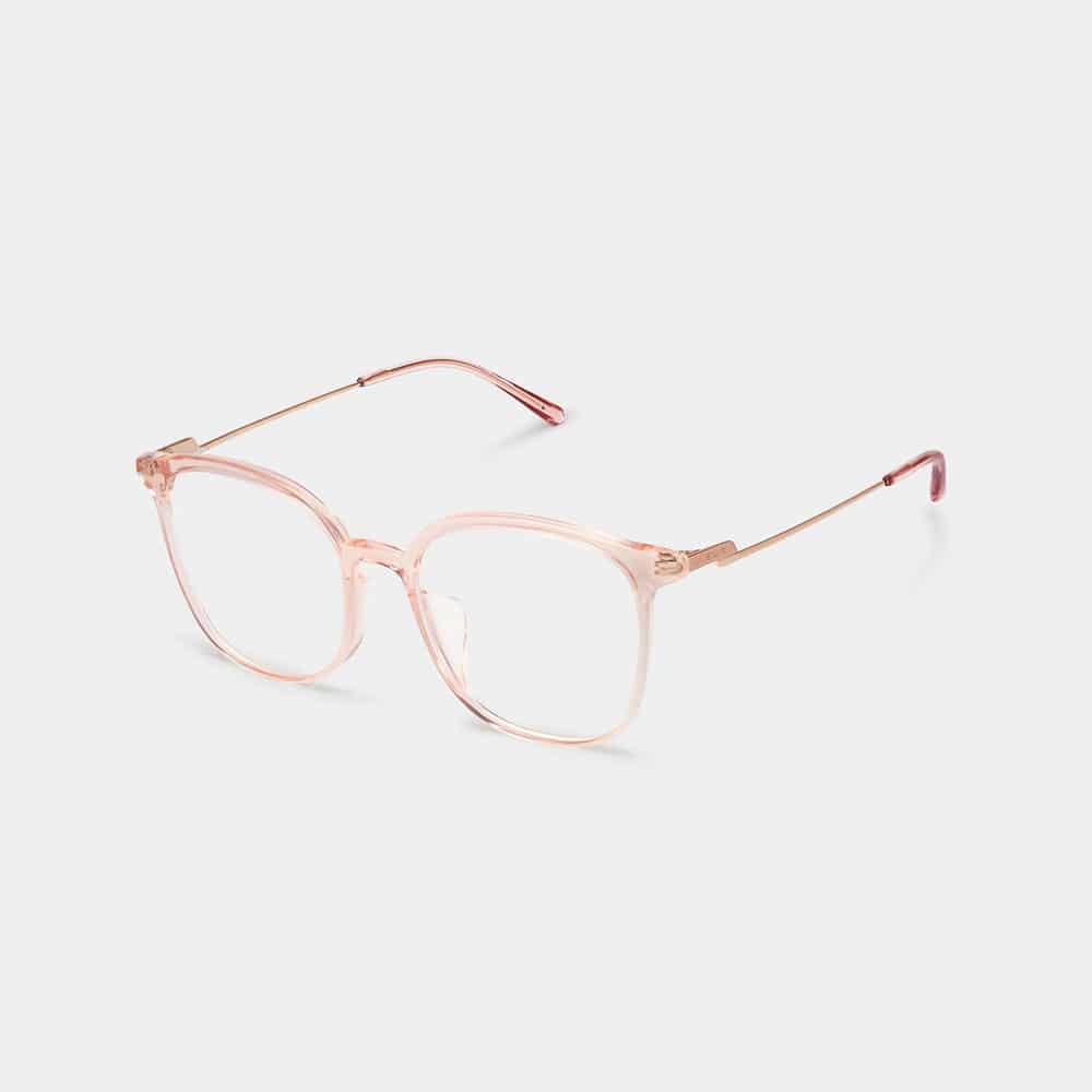 Crystal Peach Acetate Frame Front With β-Titanium Temples.