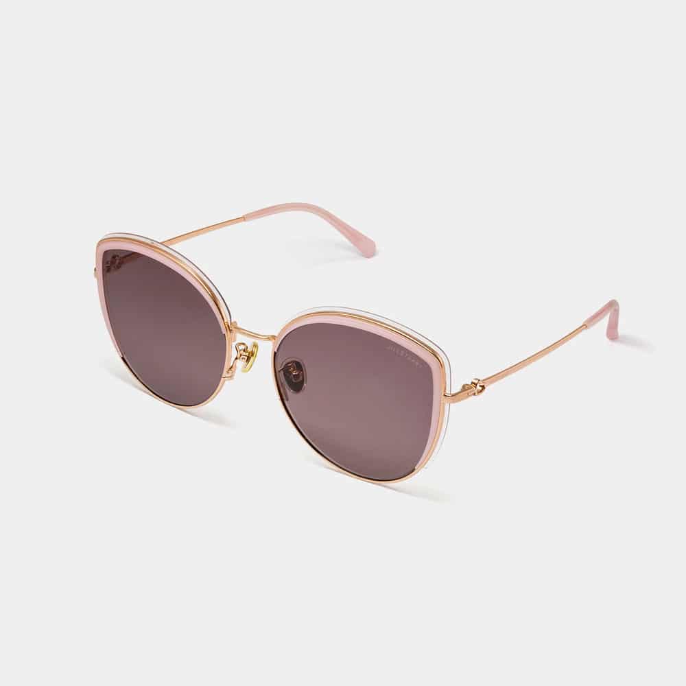 Pink & Gold Acetate/Metal Frame With Gradient Grey Lenses.